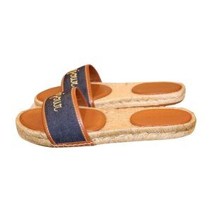 Cinq À Sept Josephine Denim Espadrille Slide Sandals, Size 40 New